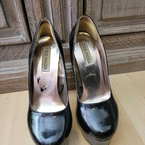 Steve Madden Platform Glossy Black Size 6.5"Womens Heels.4" Heel. Used!